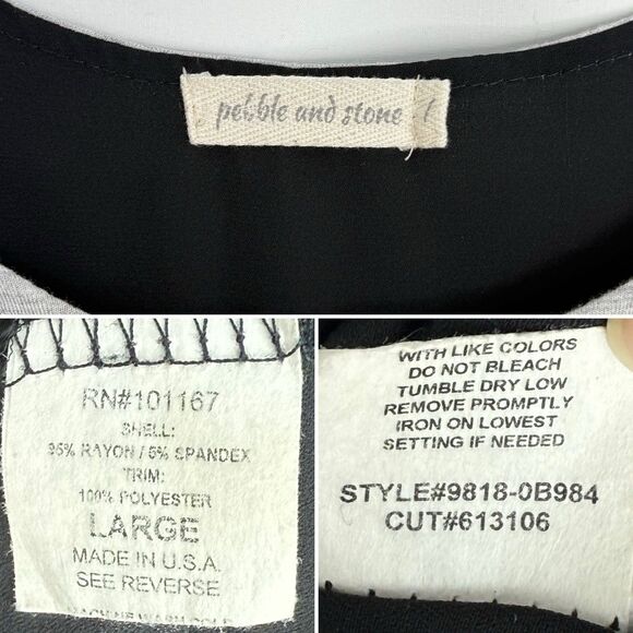 Pebble and Stone Gray Black Layered Tunic Top L Bow Tie Sides Asymmetrical Hem - Picture 10 of 16